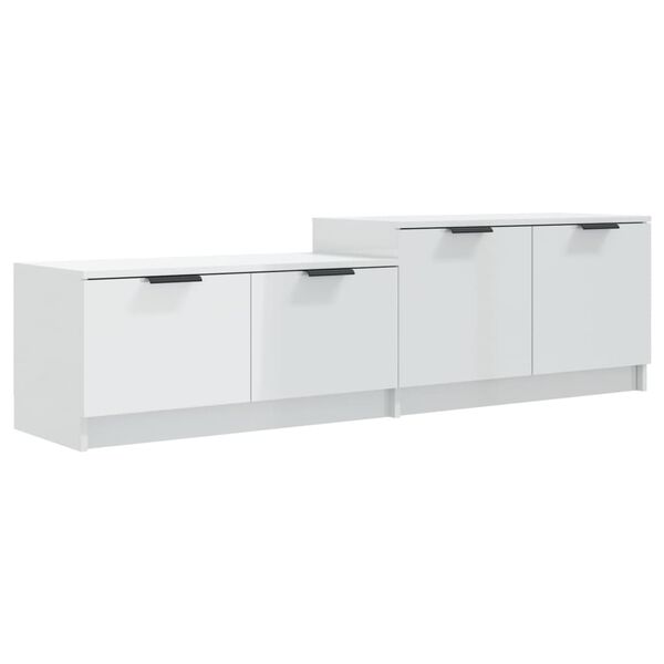 vidaXL Meuble TV blanc brillant 158,5x36x45 cm bois d'ing&eacute;nierie
