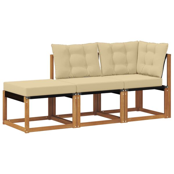 vidaXL Canap&eacute;s modulaires d'ext&eacute;rieur 3 Pi&egrave;ce Naturel et Beige