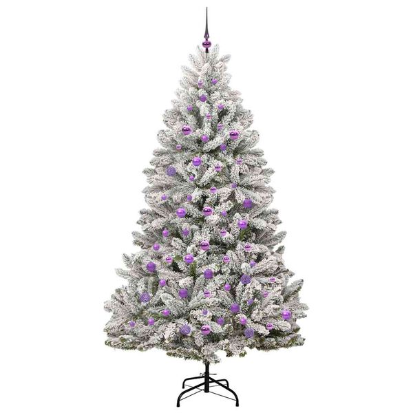 vidaXL Sapin de No&euml;l artificiel Vert et blanc 210 cm PVC et m&eacute;tal
