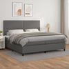 vidaXL Sommier &agrave; lattes de lit avec matelas Gris 200x200 cm Similicuir