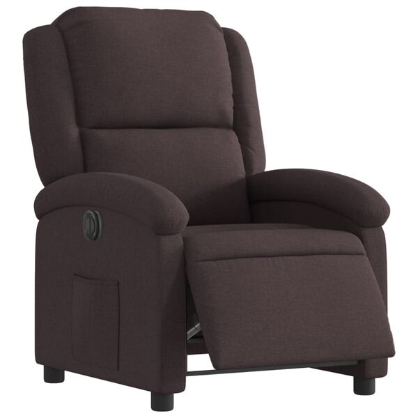 vidaXL Fauteuil inclinable électrique Marron foncé Tissu