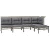 vidaXL Salon de jardin 5 pcs avec coussins Gris R&eacute;sine tress&eacute;e