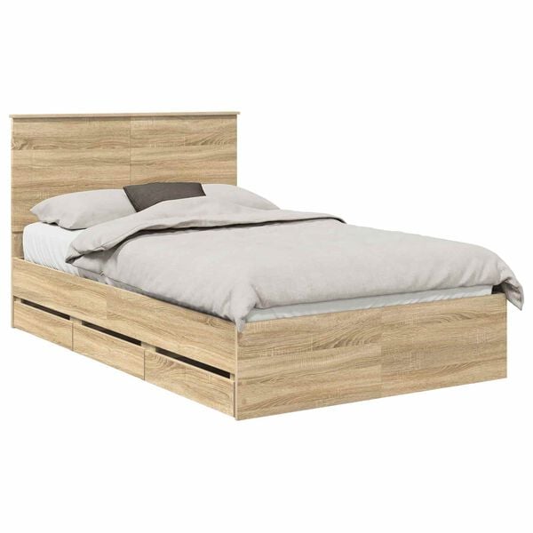 vidaXL Cadre de lit Ch&ecirc;ne Sonoma 120 x 200 cm Bois Ing&eacute;nierie