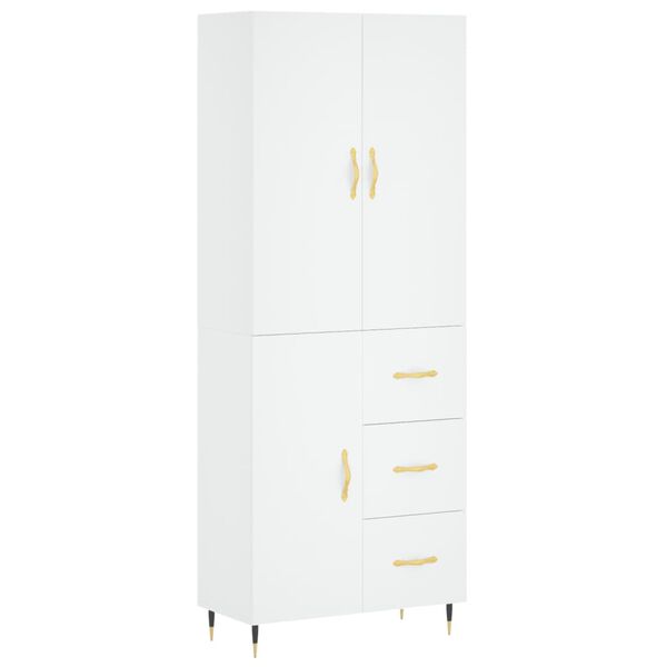 vidaXL Buffet haut Blanc 69,5x34x180 cm Bois d'ing&eacute;nierie