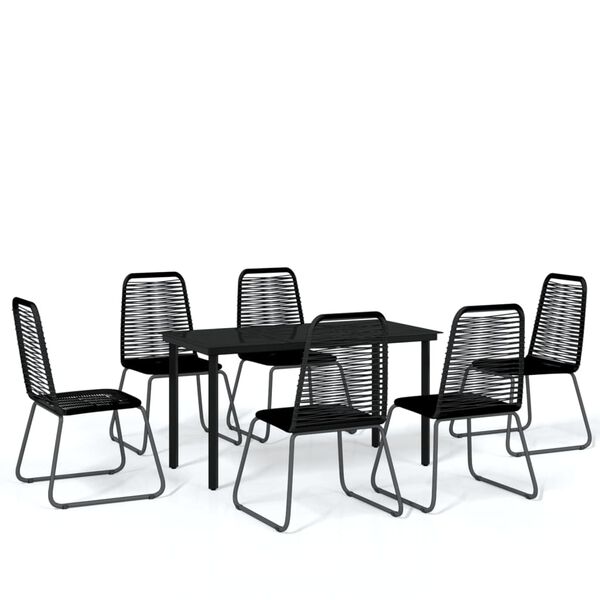 vidaXL Ensemble &agrave; manger de jardin 7 pcs Noir