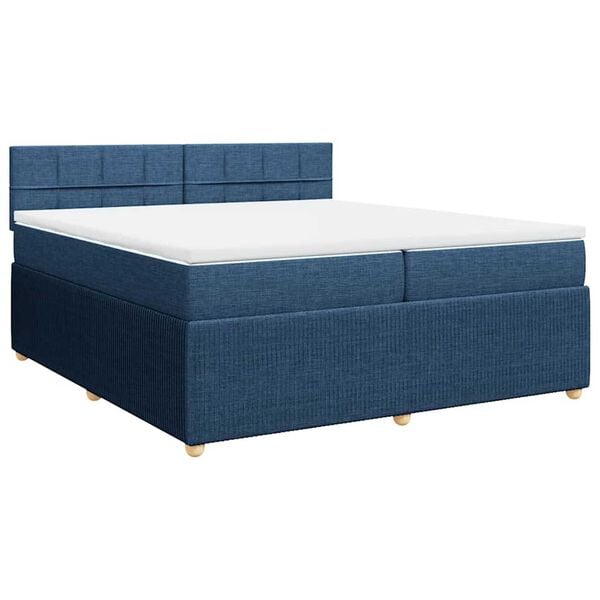 vidaXL Sommier &agrave; lattes de lit avec matelas Bleu 200x200 cm Tissu
