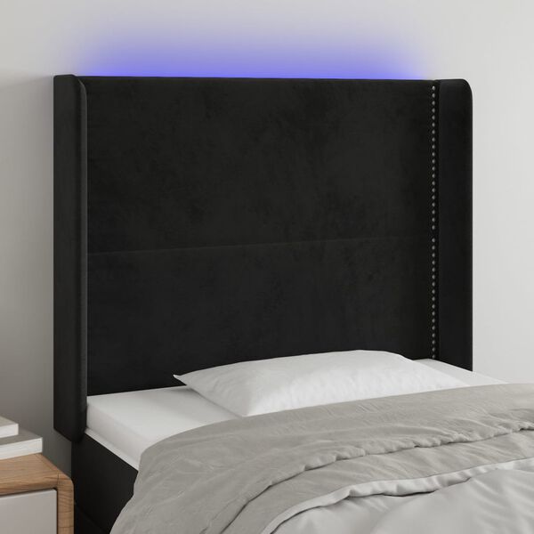 vidaXL T&ecirc;te de lit &agrave; LED Noir 83x16x118/128 cm Velours
