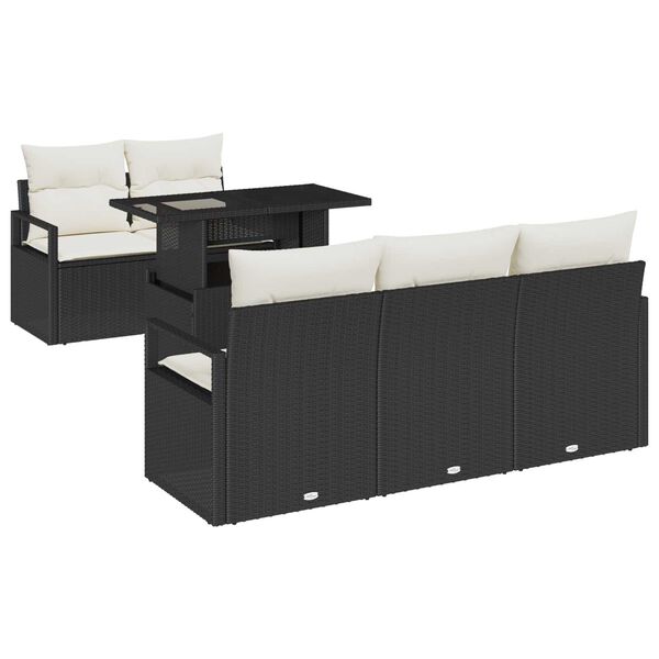 vidaXL Ensemble de canap&eacute; de jardin avec coussin 6 pcs Noir Poly rotin