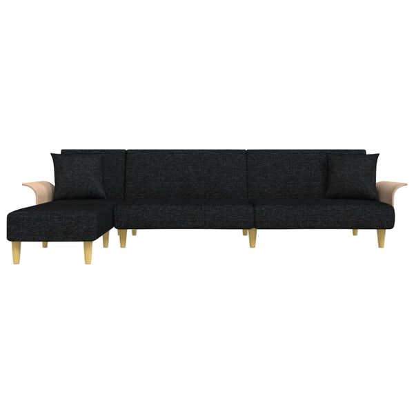 vidaXL Canap&eacute;-lit en forme de L noir 279x140x70 cm tissu