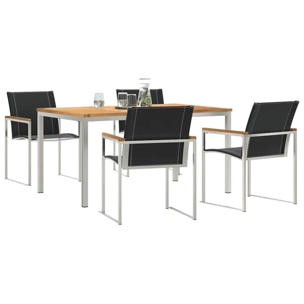 vidaXL EnsembledeRepasdeJardin 5 pcs Teck massif