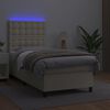 vidaXL Sommier &agrave; lattes de lit avec matelas et LED Cr&egrave;me 90x200 cm