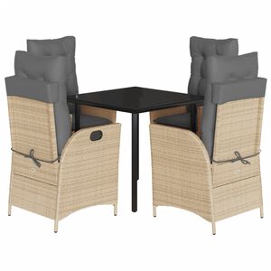 vidaXL Ensemble &agrave; manger de jardin avec coussins 5pcs Beige poly rotin