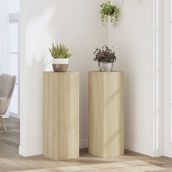 vidaXL Supports pour plantes 2 pcs ch&ecirc;ne sonoma bois d'ing&eacute;nierie