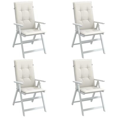 vidaXL Coussins de chaise à dossier haut lot de 4 crème mélangé tissu