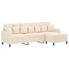 vidaXL Canap&eacute; &agrave; 3 places avec repose-pieds Cr&egrave;me 210 cm Velours