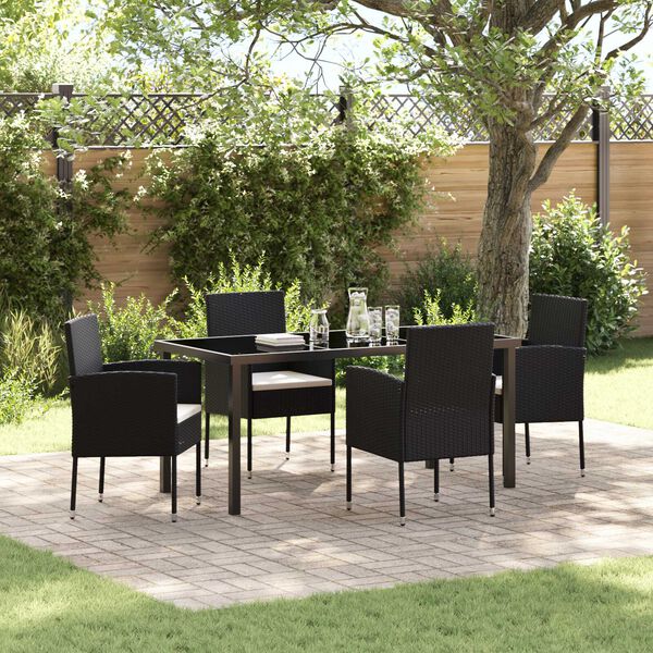vidaXL Ensemble de salle &agrave; manger pour jardin 5 pcs Noir polyrotin