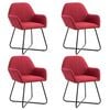 vidaXL Chaises &agrave; manger lot de 4 rouge bordeaux tissu