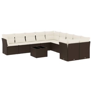 vidaXL Salon de jardin et coussins 11 pcs marron r&eacute;sine tress&eacute;e