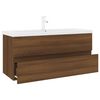 vidaXL Meuble lavabo avec bassin int&eacute;gr&eacute; Ch&ecirc;ne brun Bois d'ing&eacute;nierie