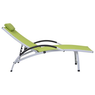 vidaXL Chaise longue aluminium textilène vert