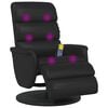 vidaXL Fauteuil inclinable de massage repose-pieds noir similicuir