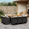 vidaXL Ensemble &agrave; manger de jardin 11 pcs coussins noir r&eacute;sine tress&eacute;e
