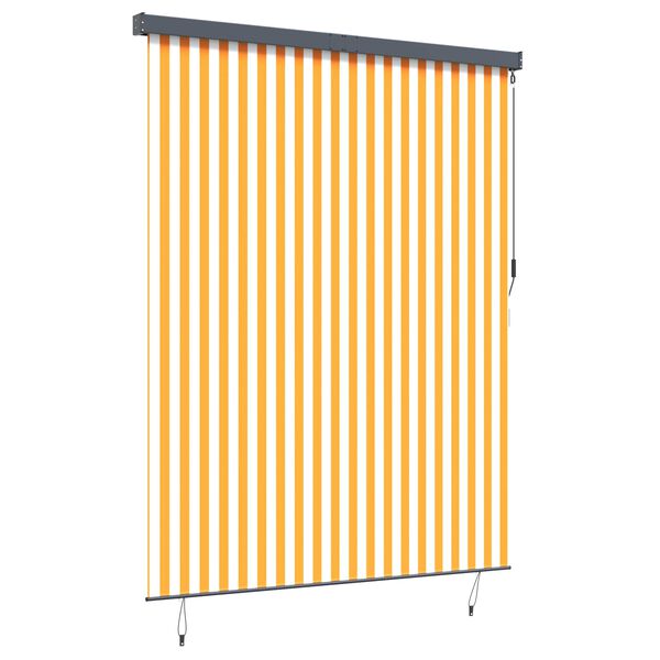 vidaXL Store enrouleur Blanc et Orange 200 x 250 cm Tissu et Aluminium