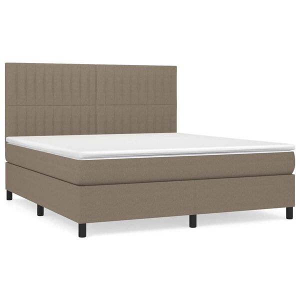 vidaXL Sommier &agrave; lattes de lit avec matelas Taupe 160x200 cm Tissu