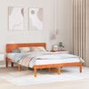 vidaXL Cadre de lit avec t&ecirc;te de lit Brun cire 200 x 200 cm Pin massif