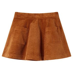 vidaXL Jupe &agrave; poches en velours c&ocirc;tel&eacute; pour enfants cognac 92