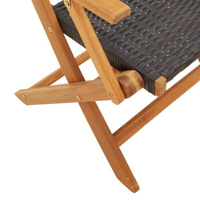 vidaXL Chaises de jardin lot de 2 noir bois massif d'acacia et rotin