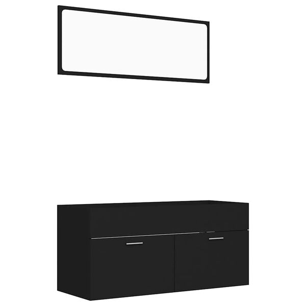 vidaXL Ensemble de meubles de salle de bain 2 pcs Noir Agglom&eacute;r&eacute;