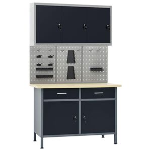 vidaXL &Eacute;tabli avec 3 panneaux muraux et 1 armoire