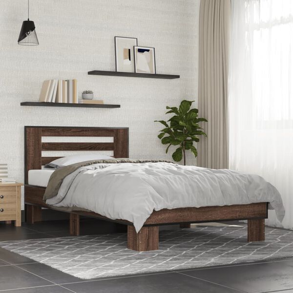 vidaXL Cadre de lit sans matelas ch&ecirc;ne marron 90x200 cm