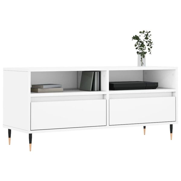 vidaXL Meuble TV blanc 100x34,5x44,5 cm bois d'ingénierie