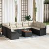 vidaXL Ensemble de canap&eacute; de jardin 10 pcs Noir et Cr&egrave;me polyrotin