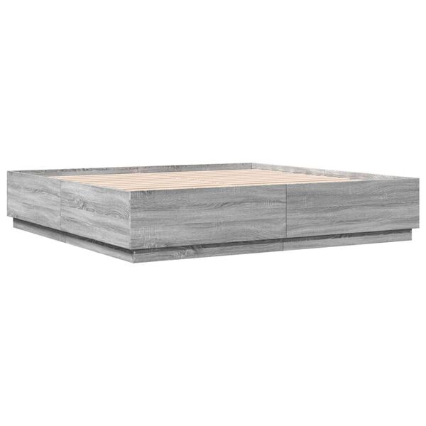 vidaXL Cadre de lit avec LED sans matelas sonoma gris 180x200 cm