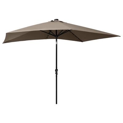 vidaXL Parasol de jardin avec LED et mât en acier taupe 2x3 m