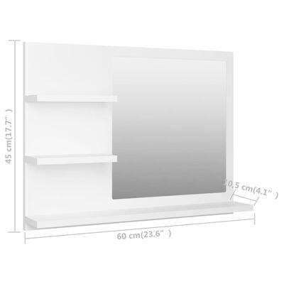 vidaXL Miroir de salle de bain Blanc 60x10,5x45 cm Aggloméré