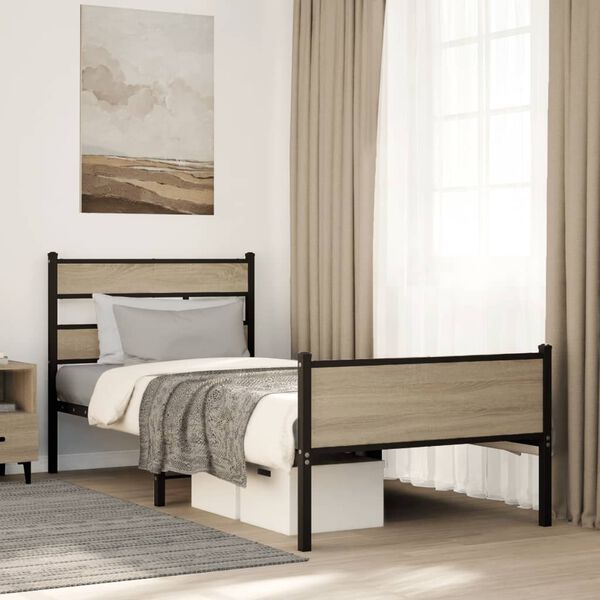 vidaXL Cadre de lit sans matelas ch&ecirc;ne sonoma 75x190 cm