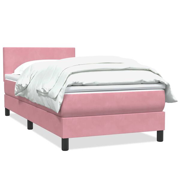 vidaXL Sommier &agrave; lattes de lit avec matelas rose 90x210 cm velours