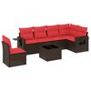 vidaXL Ensemble de canap&eacute; de jardin 7 pcs avec coussins marron r&eacute;sine tress&eacute;e