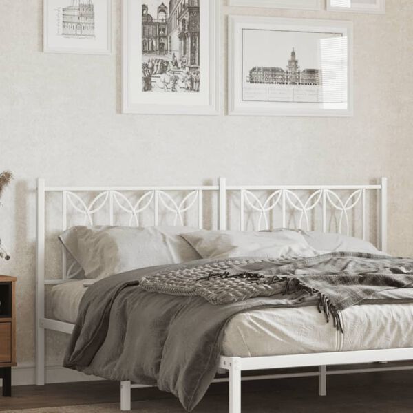 vidaXL T&ecirc;te de lit m&eacute;tal blanc 180 cm