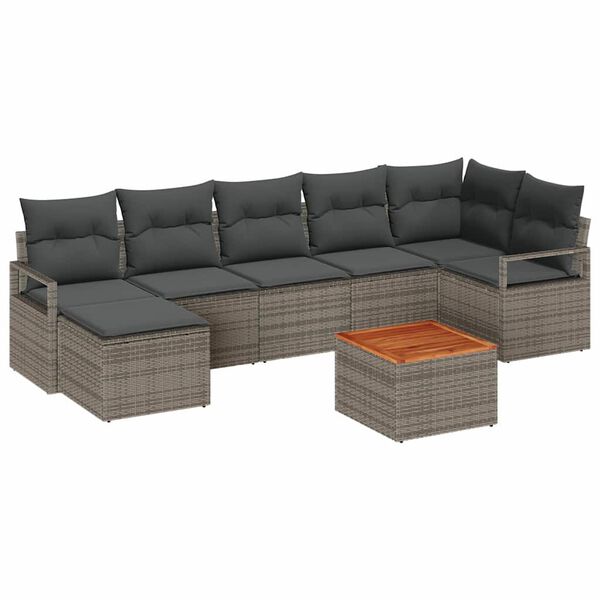 vidaXL Ensemble de canap&eacute; de jardin avec coussin 8 pcs Gris Poly rotin