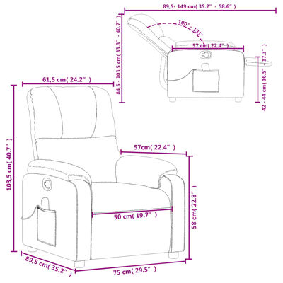 vidaXL Fauteuil inclinable de massage gris clair tissu microfibre