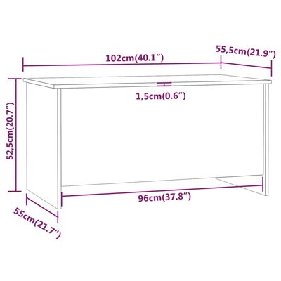 vidaXL Table basse Blanc 102x55,5x52,5 cm Bois d'ingénierie