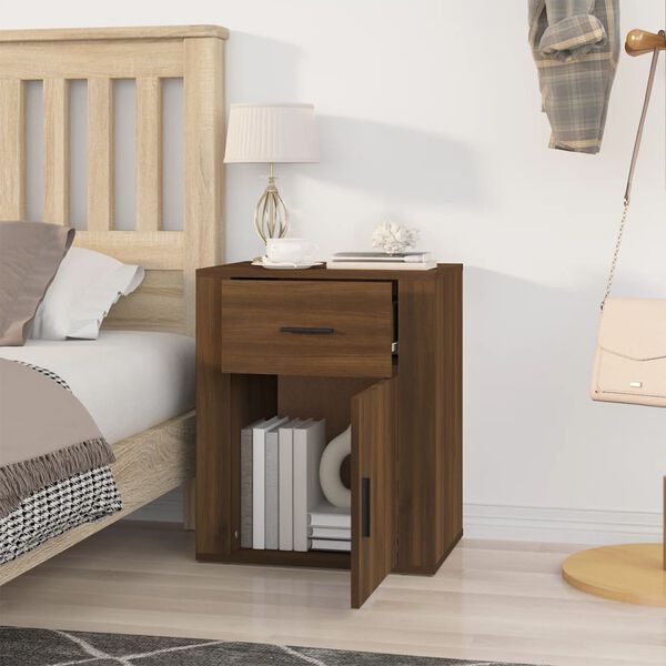 vidaXL Table de chevet Ch&ecirc;ne marron 50x36x60 cm Bois d'ing&eacute;nierie