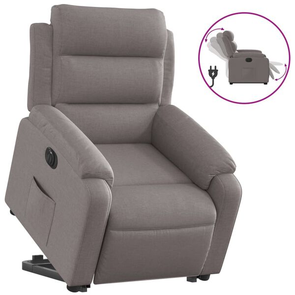 vidaXL Fauteuil inclinable &eacute;lectrique taupe tissu