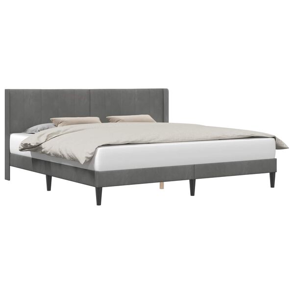vidaXL Cadre de lit avec t&ecirc;te de lit Gris fonc&eacute; 180 x 200 cm Velours