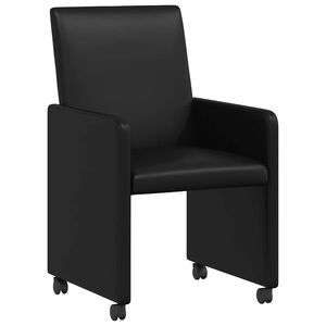 vidaXL Chaises de Salle &agrave; Manger avec Roues 2 pc Faux cuir Noir